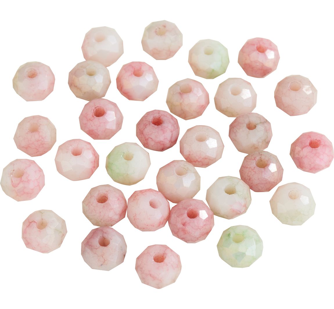 Glasschliffperlen - Rosa-Grün Mix