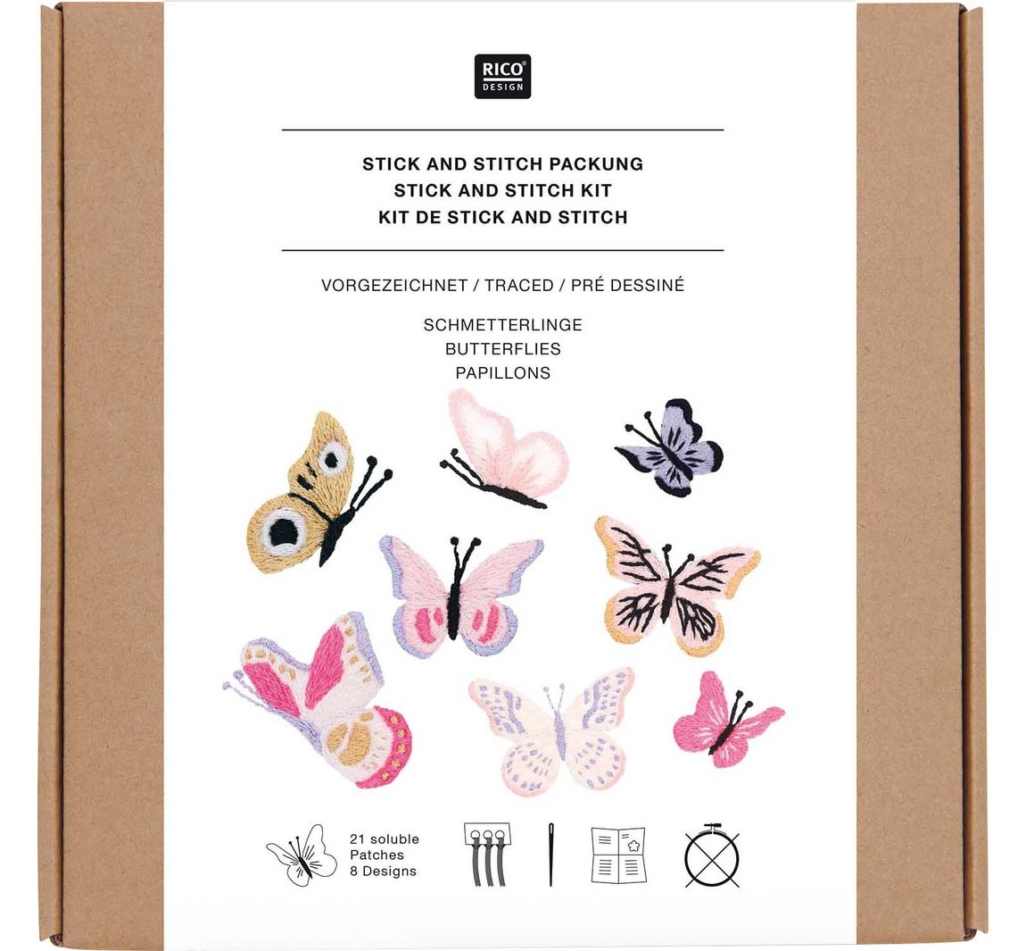 Rico Design Stick & Stitch Packung - Schmetterlinge