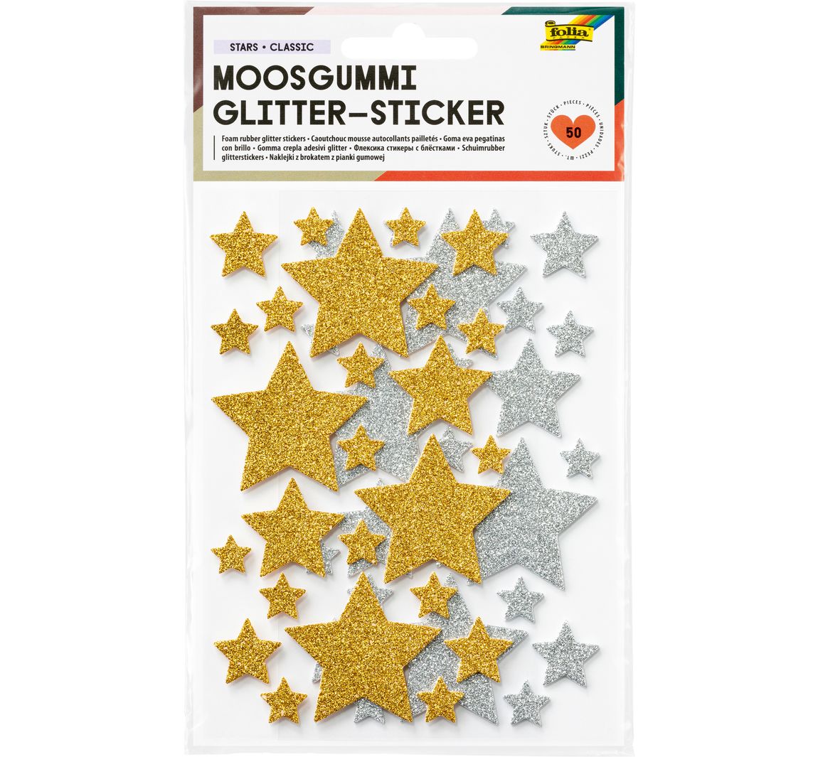 Moosgummi Glitter-Sticker - Sterne