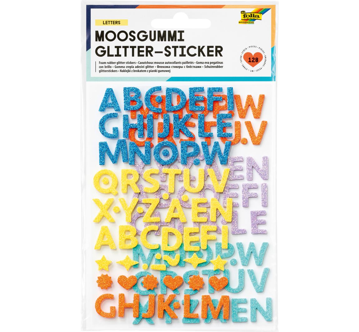 Moosgummi Glitter-Sticker - Buchstaben