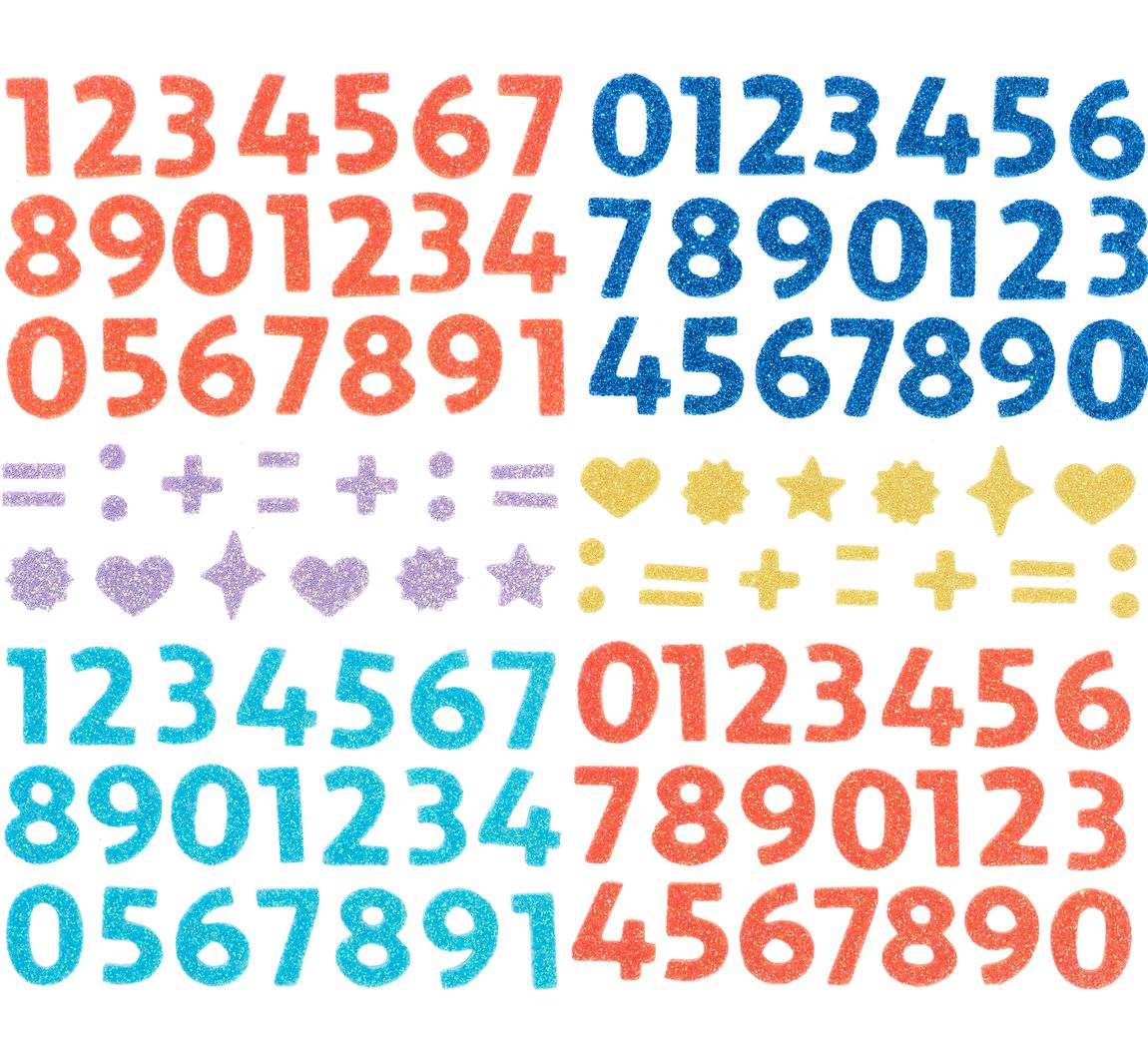 Moosgummi Glitter-Sticker - Zahlen