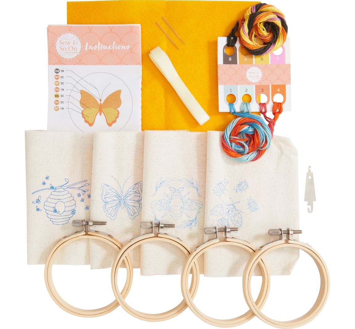 Sew and So On, Embroidery Hoop Decorations - Bees and Bugs