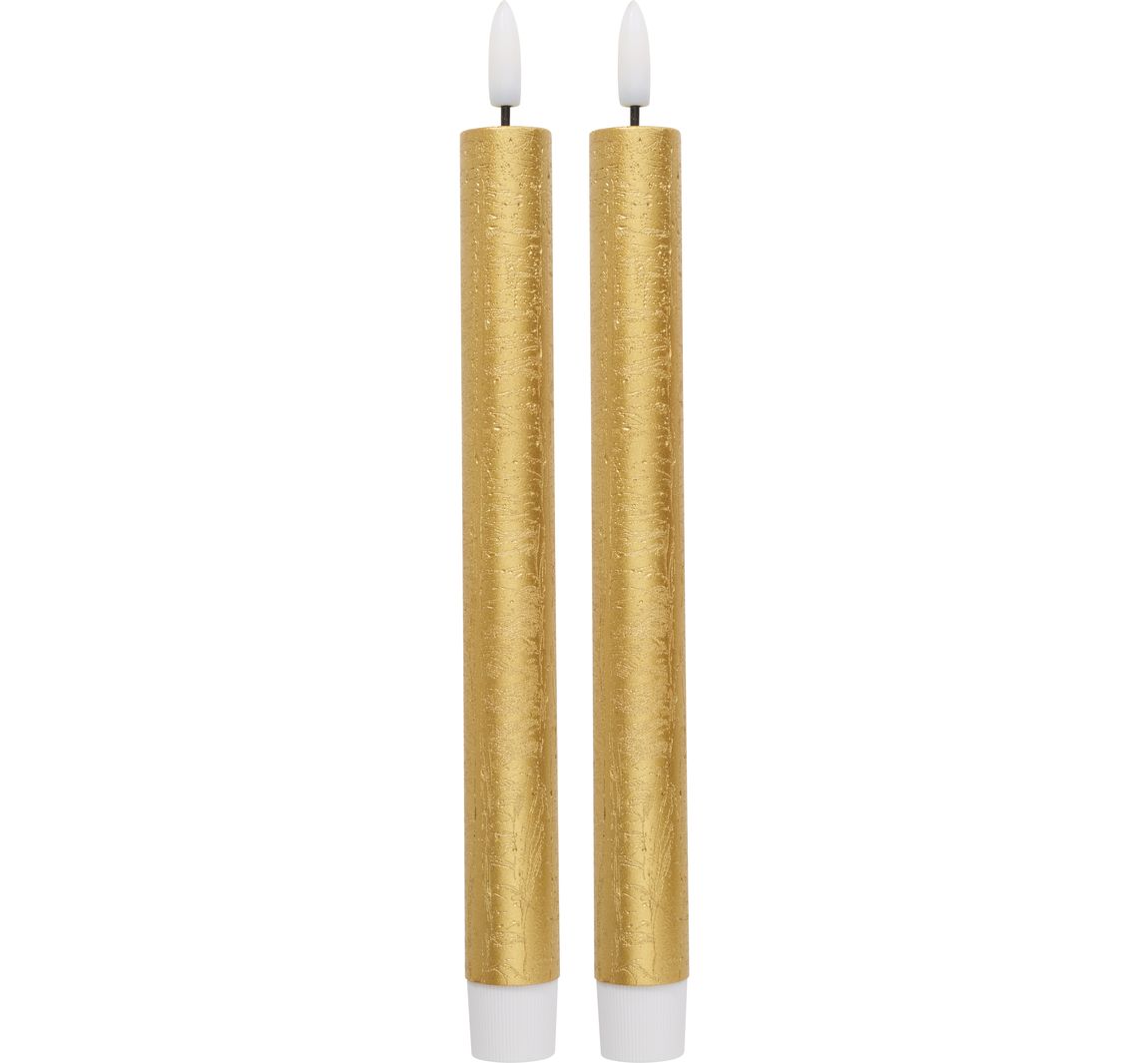 LED-Echtwachskerze mit Timer 6/18 Std. - Gold
