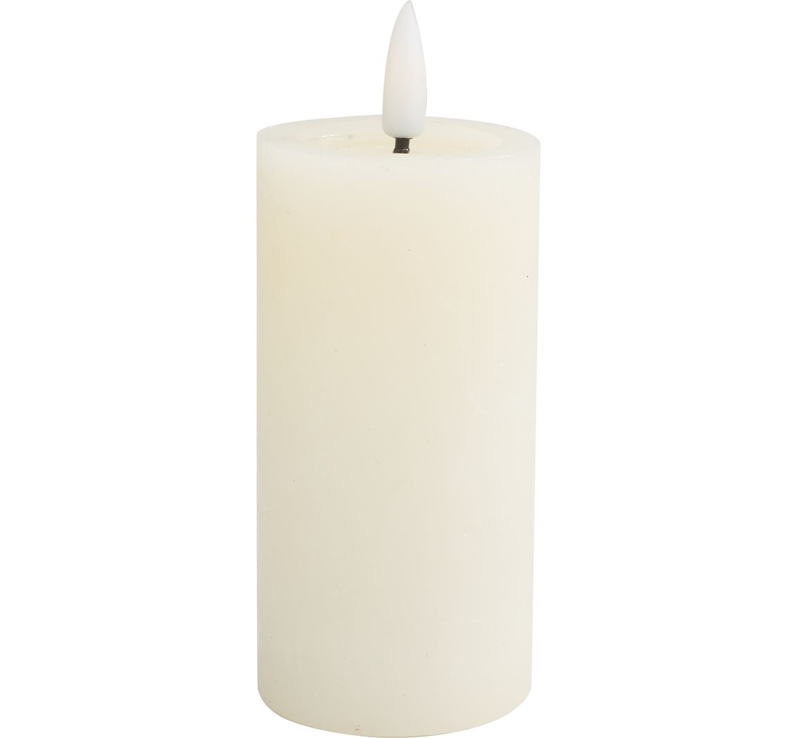LED-Echtwachskerze "10 x 5 cm", mit Timer 6/18 Std. - Creme