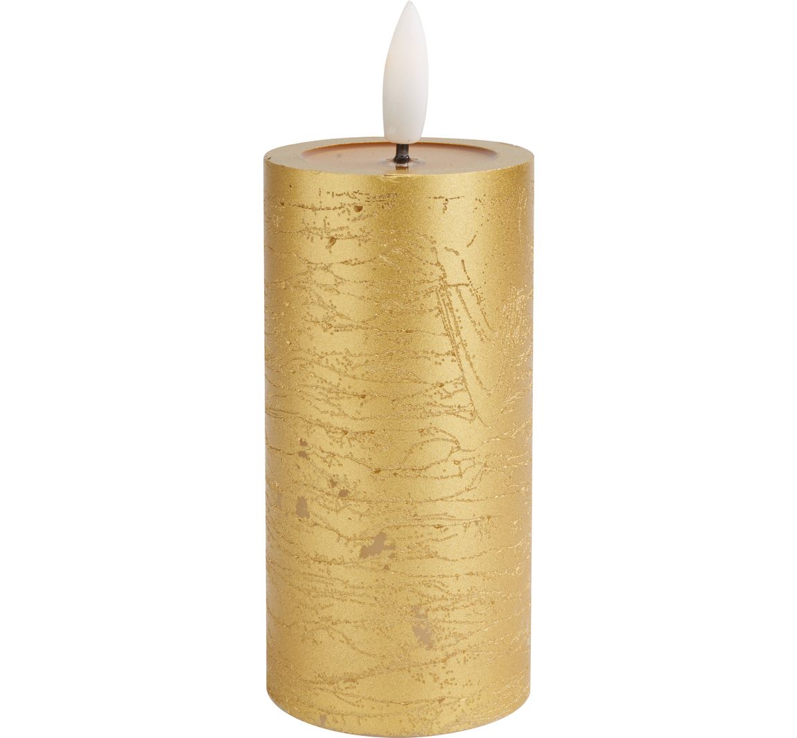 LED-Echtwachskerze "10 x 5 cm", mit Timer 6/18 Std. - Gold