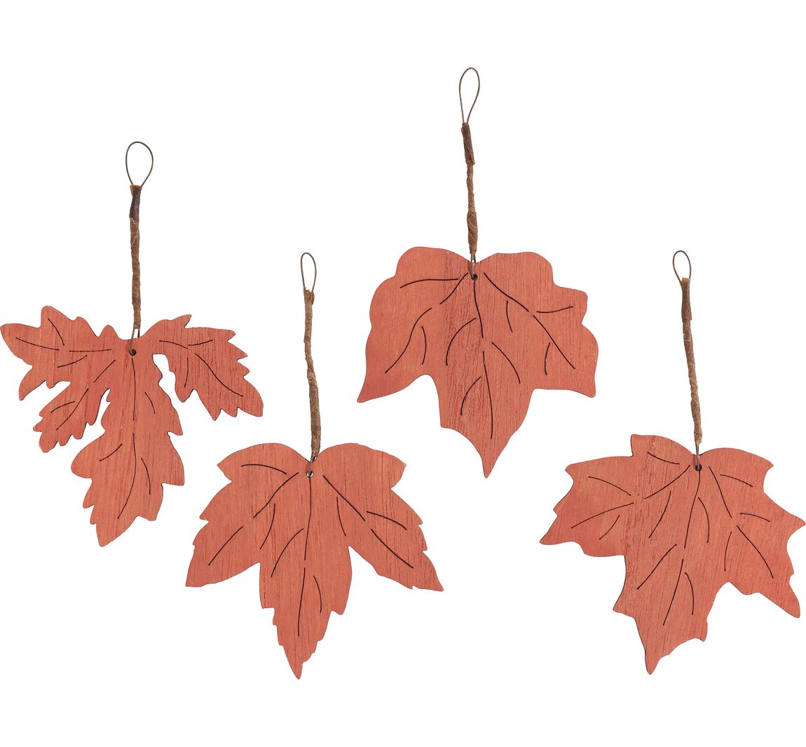 Holz-Herbstlaub mit Anhänger - Orange