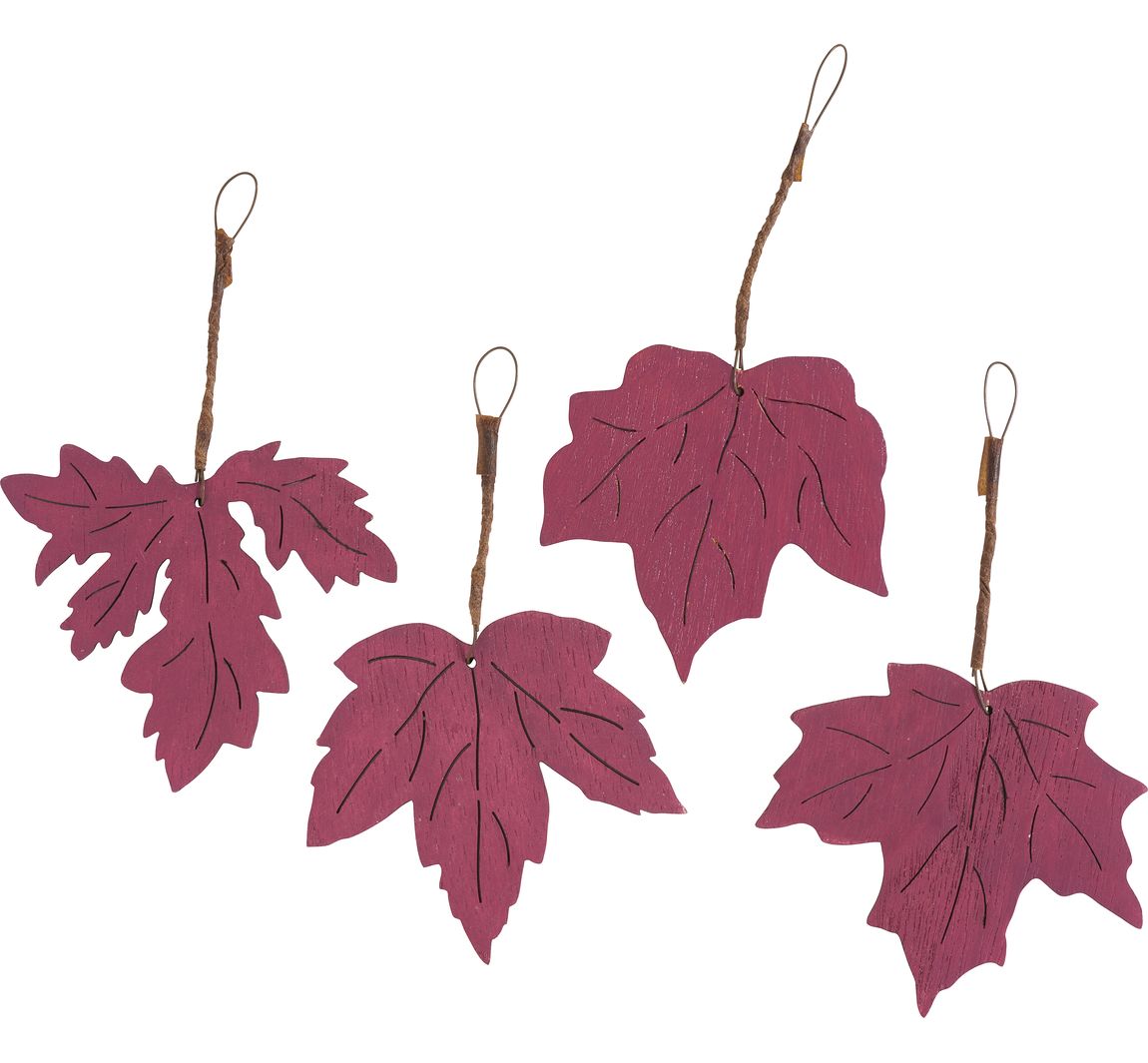 Holz-Herbstlaub mit Anhänger - Aubergine