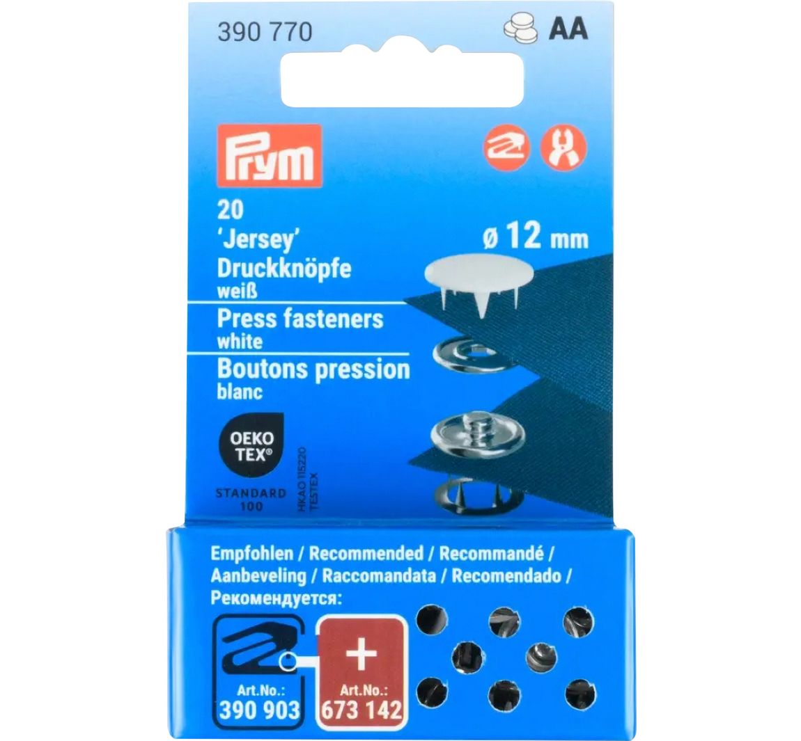 Prym Druckknöpfe Jersey, 12 mm, 20 Stück (de) - Weiß