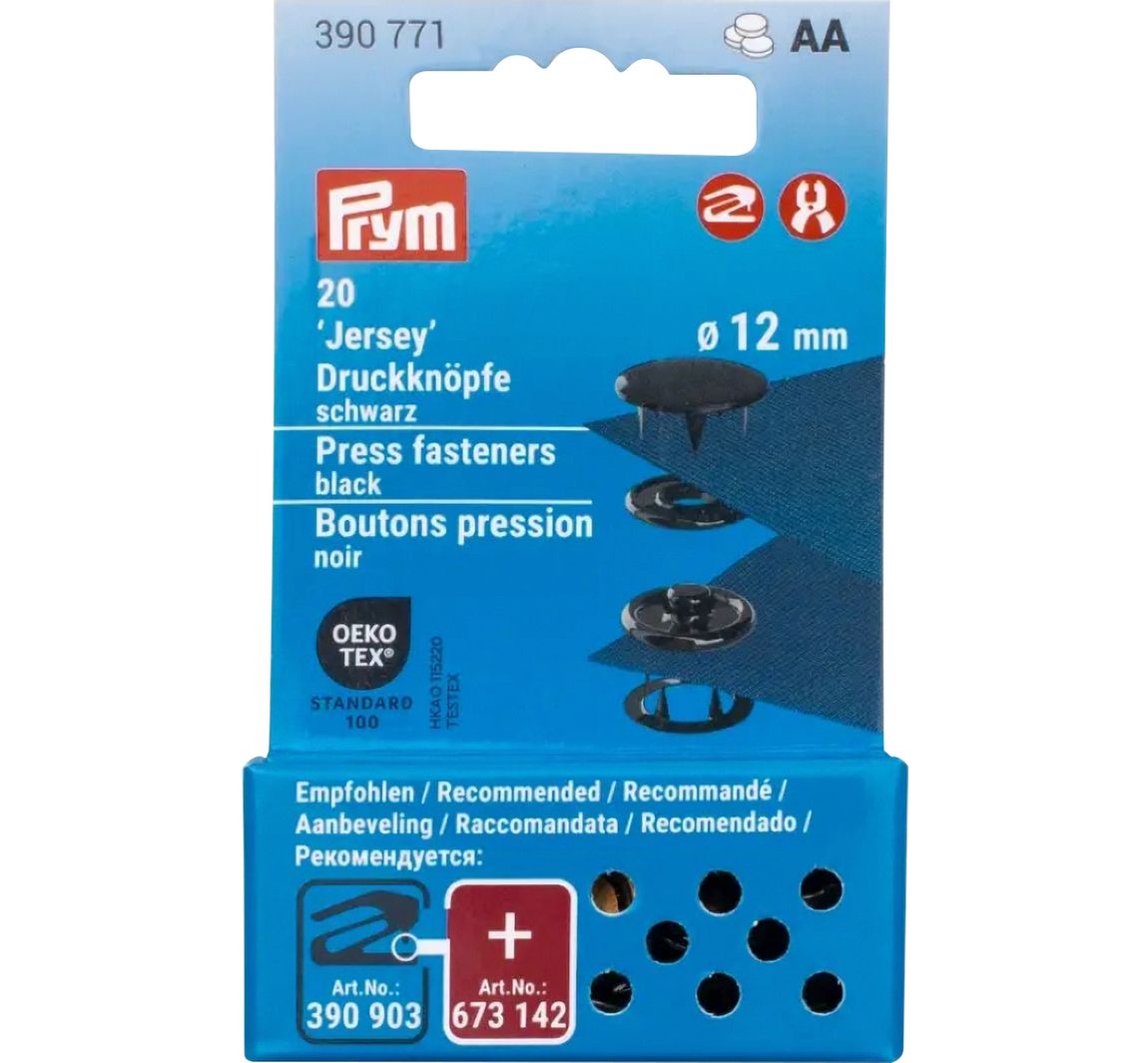 Prym Druckknöpfe Jersey, 12 mm, 20 Stück (de) - Schwarz, Farbe 3110