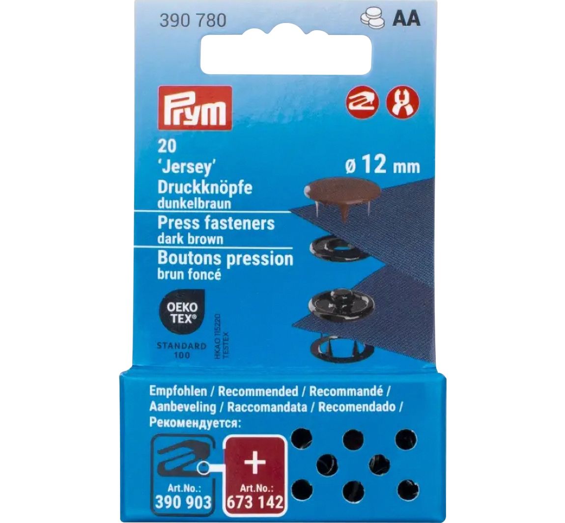 Prym Druckknöpfe Jersey, 12 mm, 20 Stück (de) - Dunkelbraun