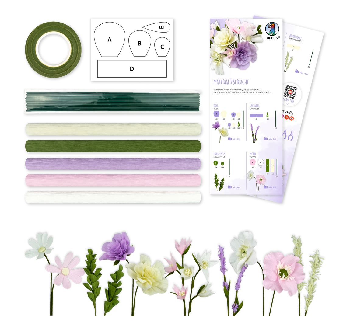 Krepppapier-Blumen-Set - Lila