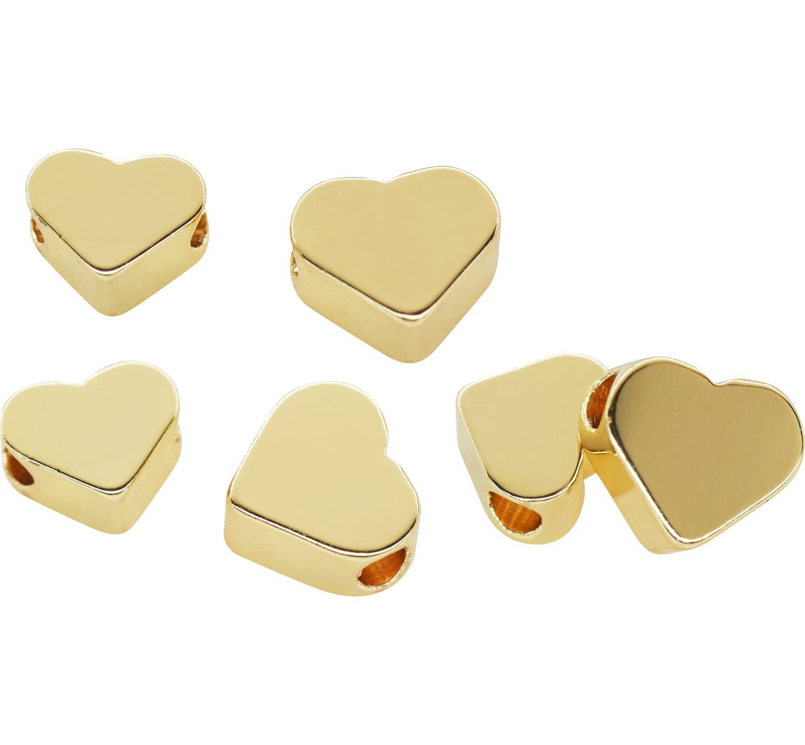 Metall Perlen Herzen - Gold