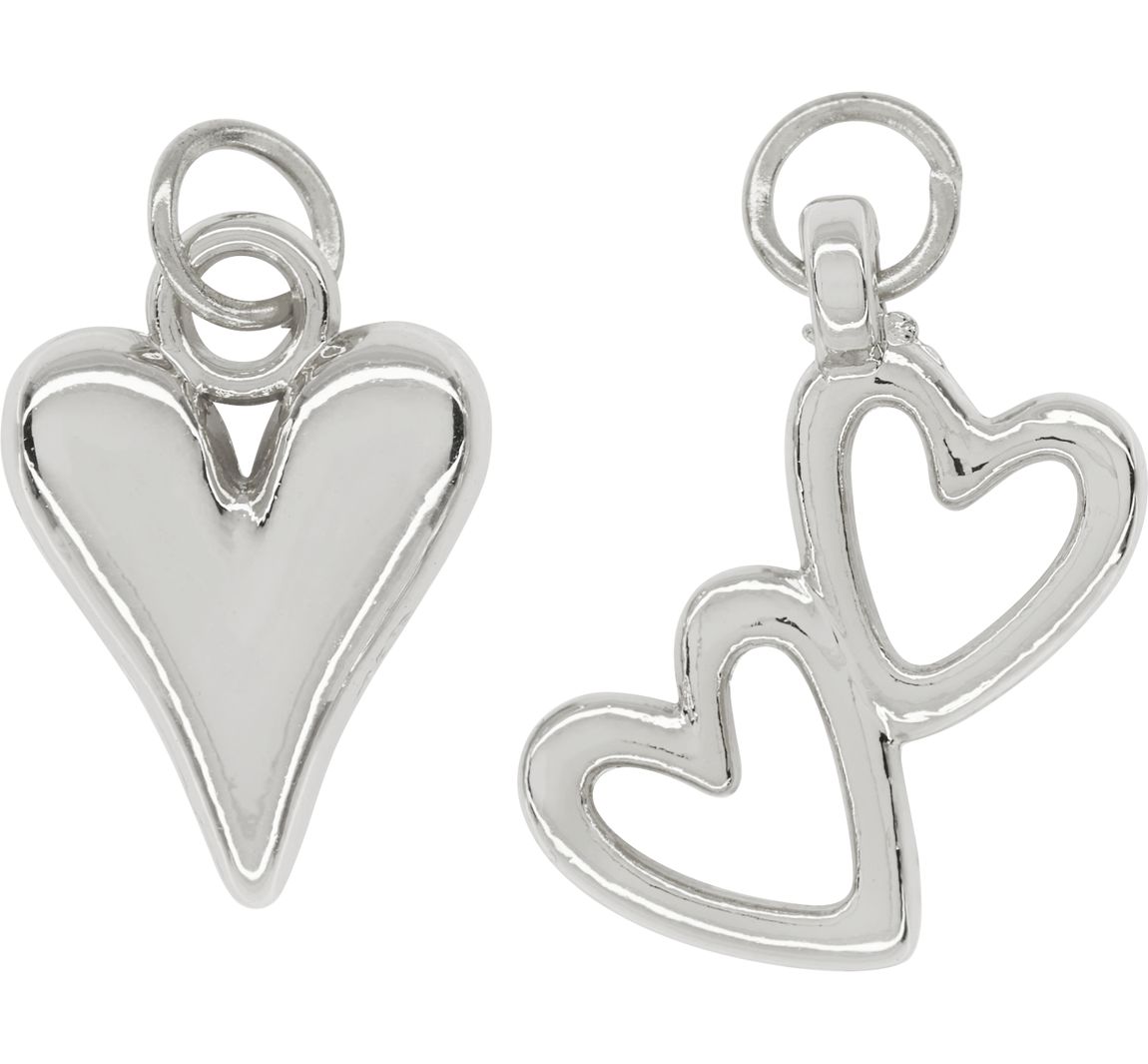 Metall Charms Herzen - Silber