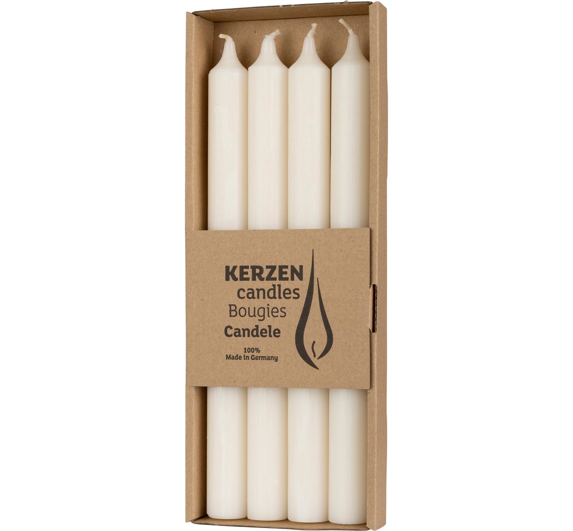 Stabkerzen "Rustik" - Wollweiß