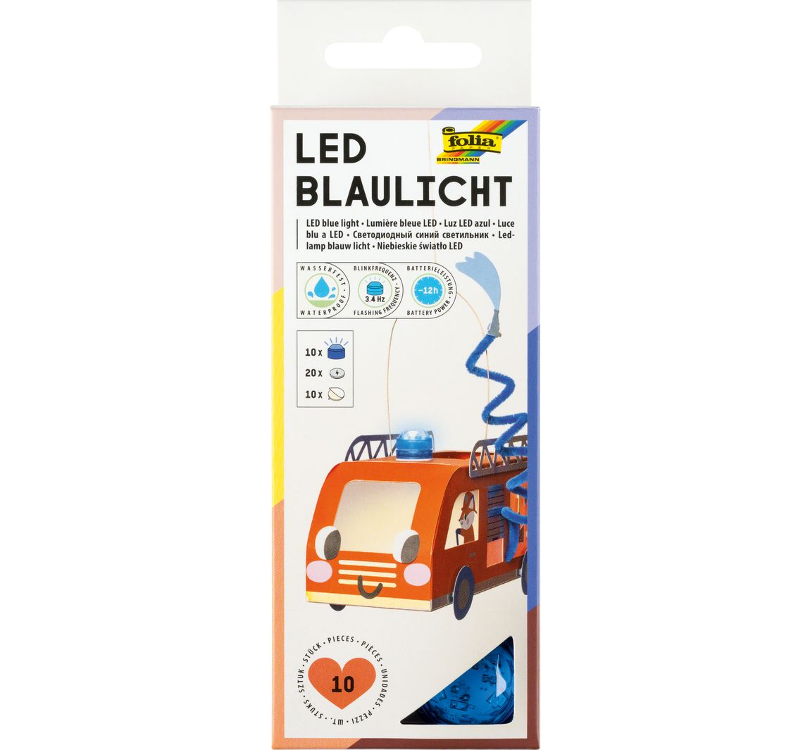 LED Blaulicht inkl. Batterien - 10 Stück