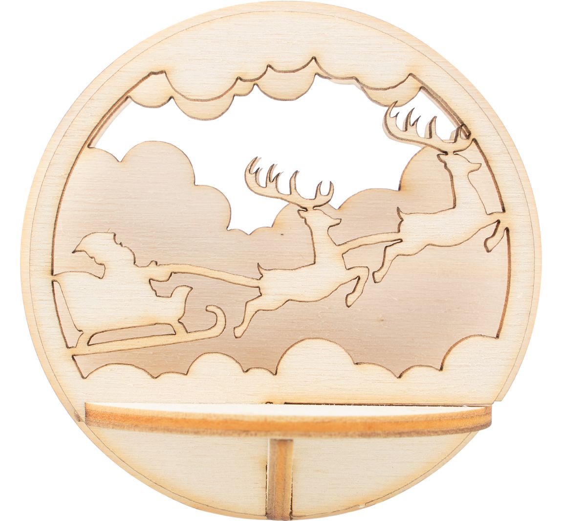 VBS Holz-Steckmotiv für Acrylkugel - Rentierschlitten