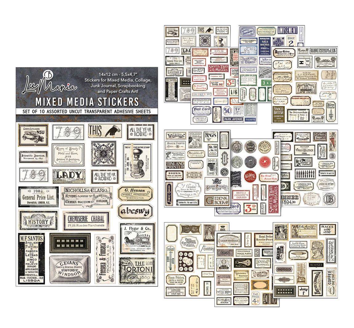 Mixed Media Sticker Set - Vintage Scripts