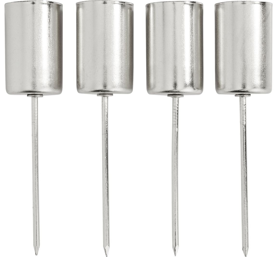 Metall-Stabkerzenhalter mit Spieß - Silber