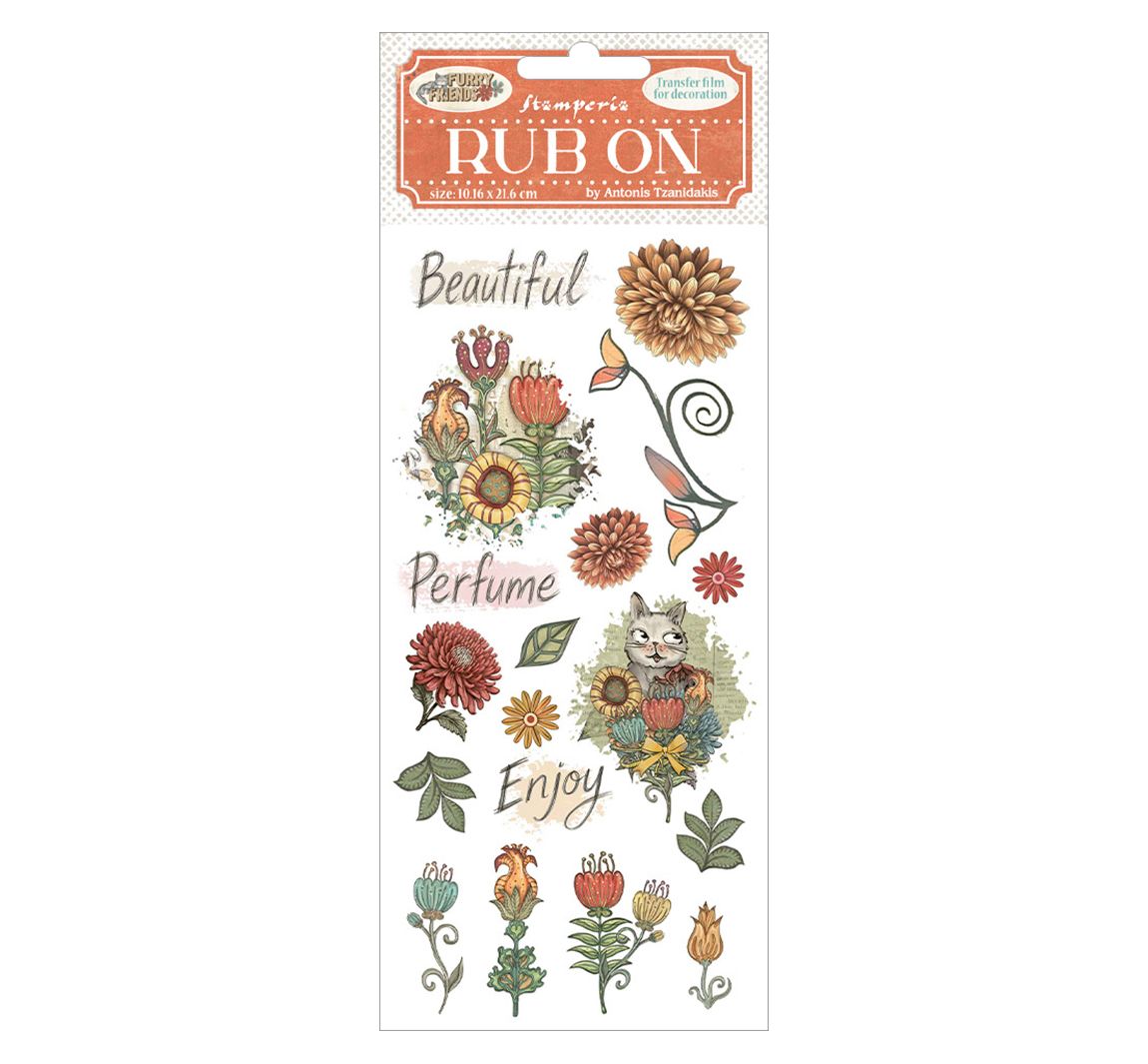 Rub On Transferfolie "Furry Friends" - Flowers