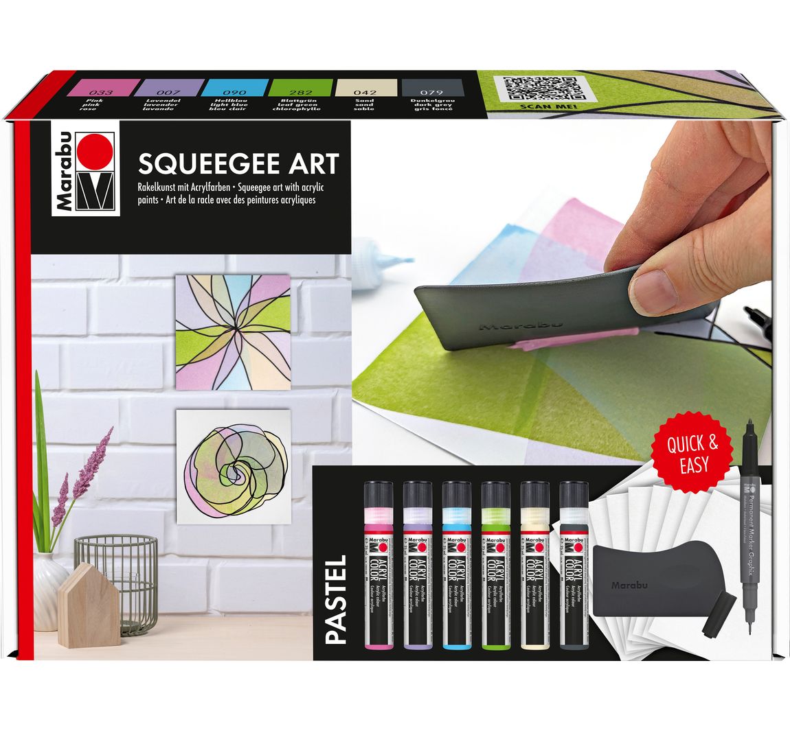 Marabu Acryl Color Squeegee Art Set - Pastel
