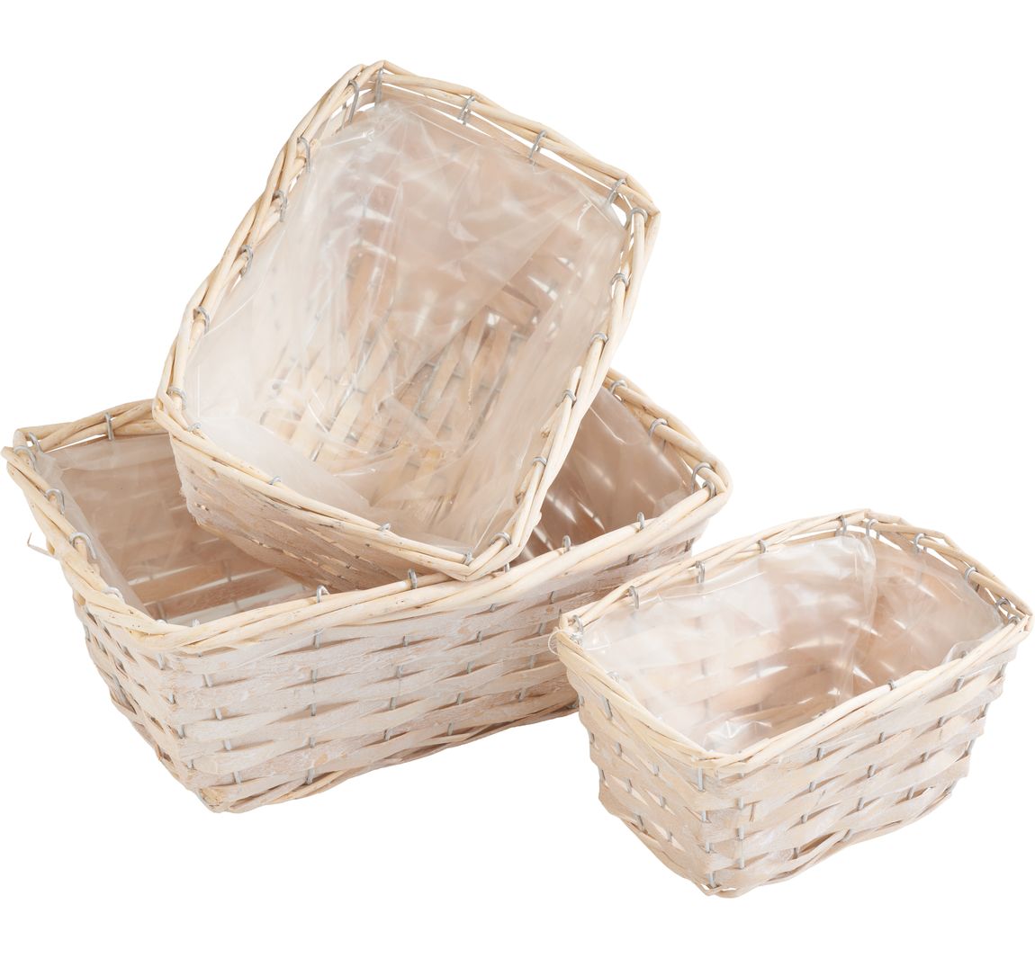 Holzspan-Körbe, 3er-Set - Rechteckig