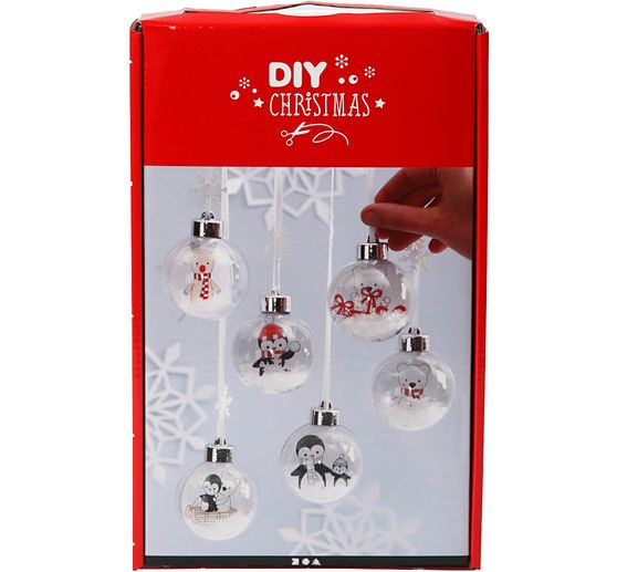 Komplett-Set "Weihnachtskugeln mit Schnee"