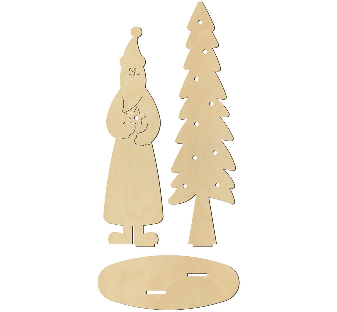 Stehfigur "Weihnachtsmann mit Tanne"