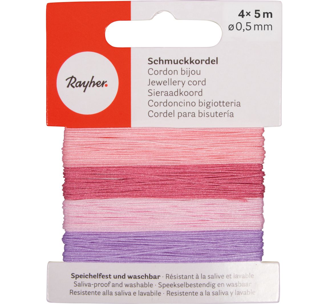 Schmuckkordel, 0,5 mm - Rosé-Mix