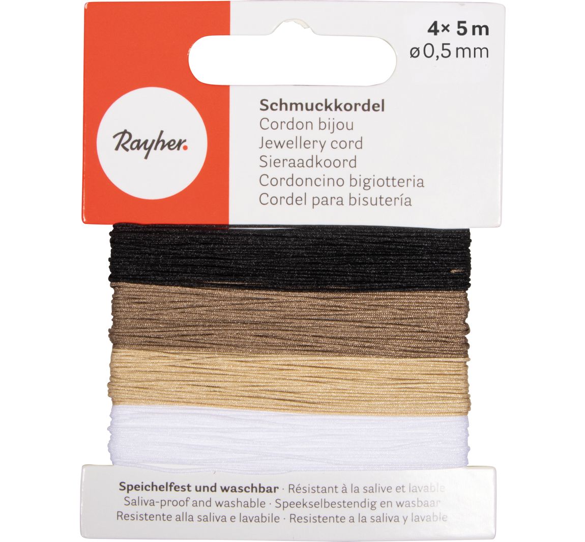 Schmuckkordel, 0,5 mm - Natur-Mix