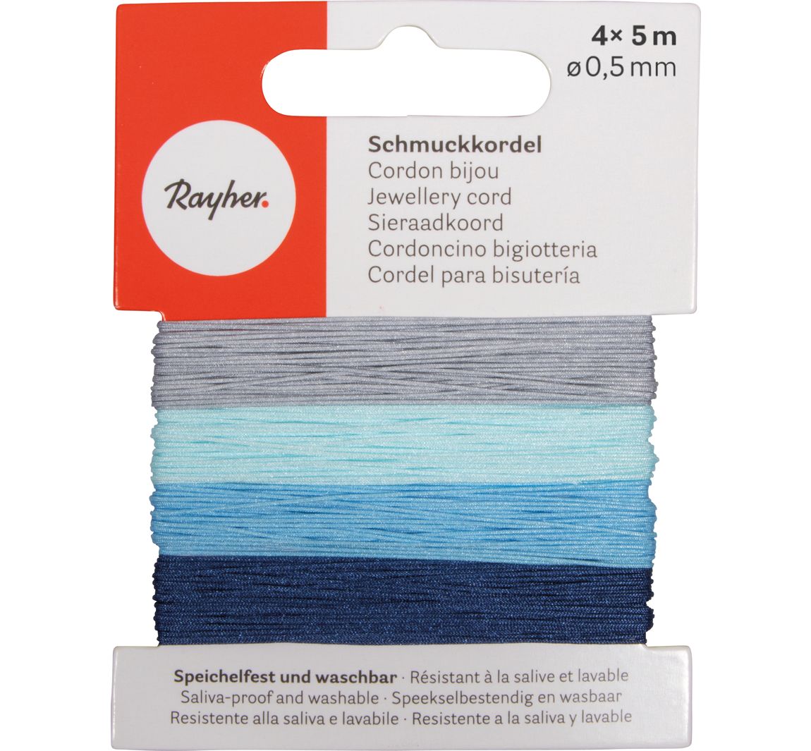 Schmuckkordel, 0,5 mm - Blau-Mix