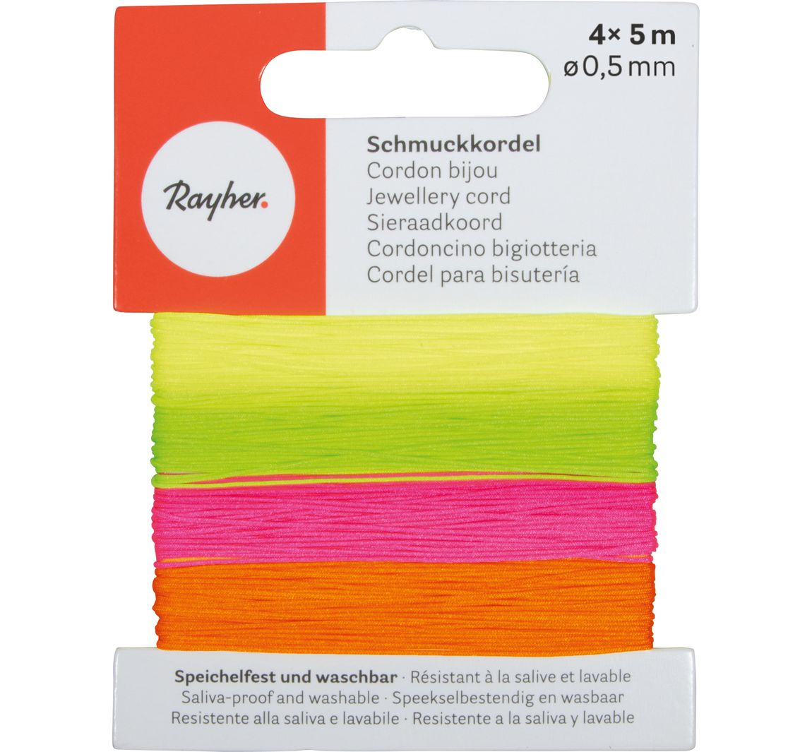 Schmuckkordel, 0,5 mm - Neon-Mix