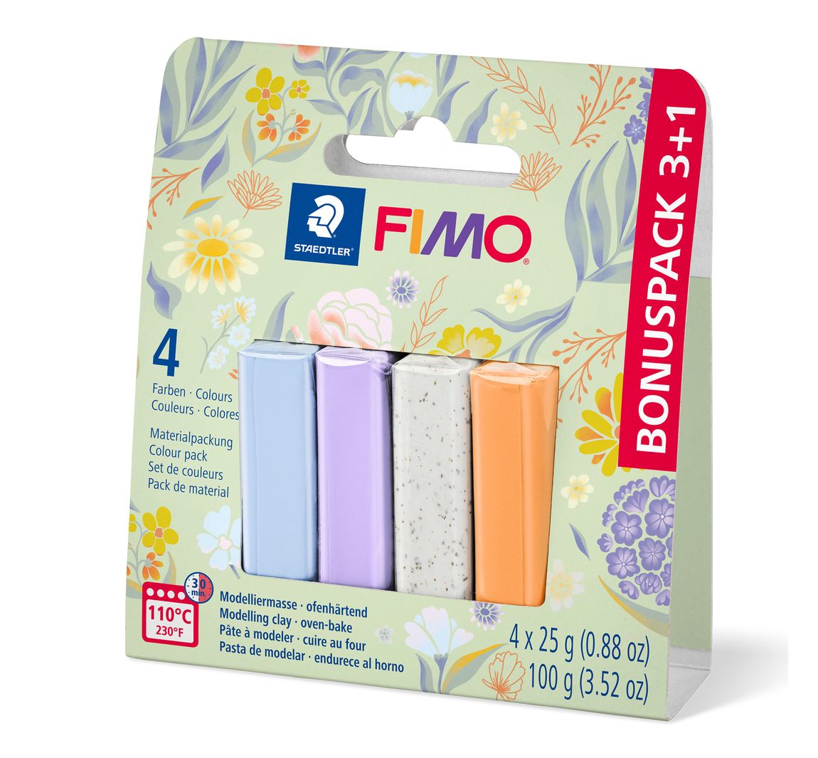 FIMO soft Materialpackung "Pastell and Botanical", 4 Farben - Spring Promo 2