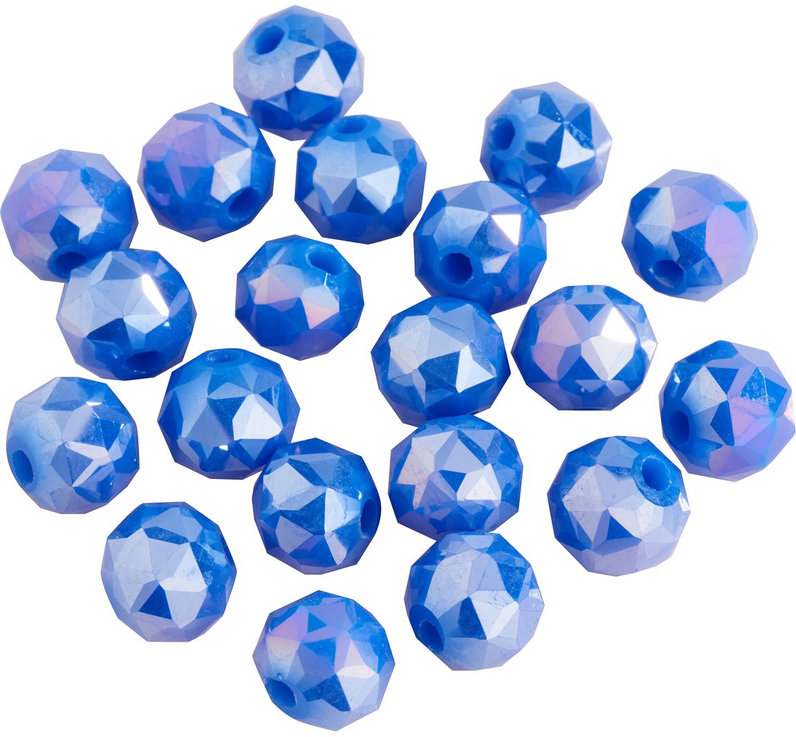 Glasschliffperle Rund, 6 mm - Satt Blau AB