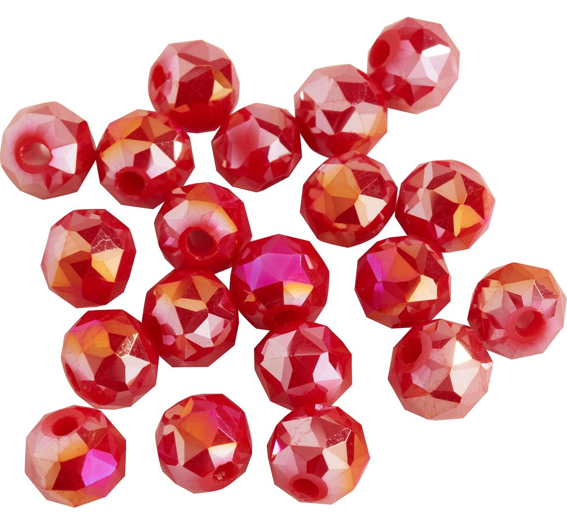 Glasschliffperle Rund, 6 mm - Satt Rot AB