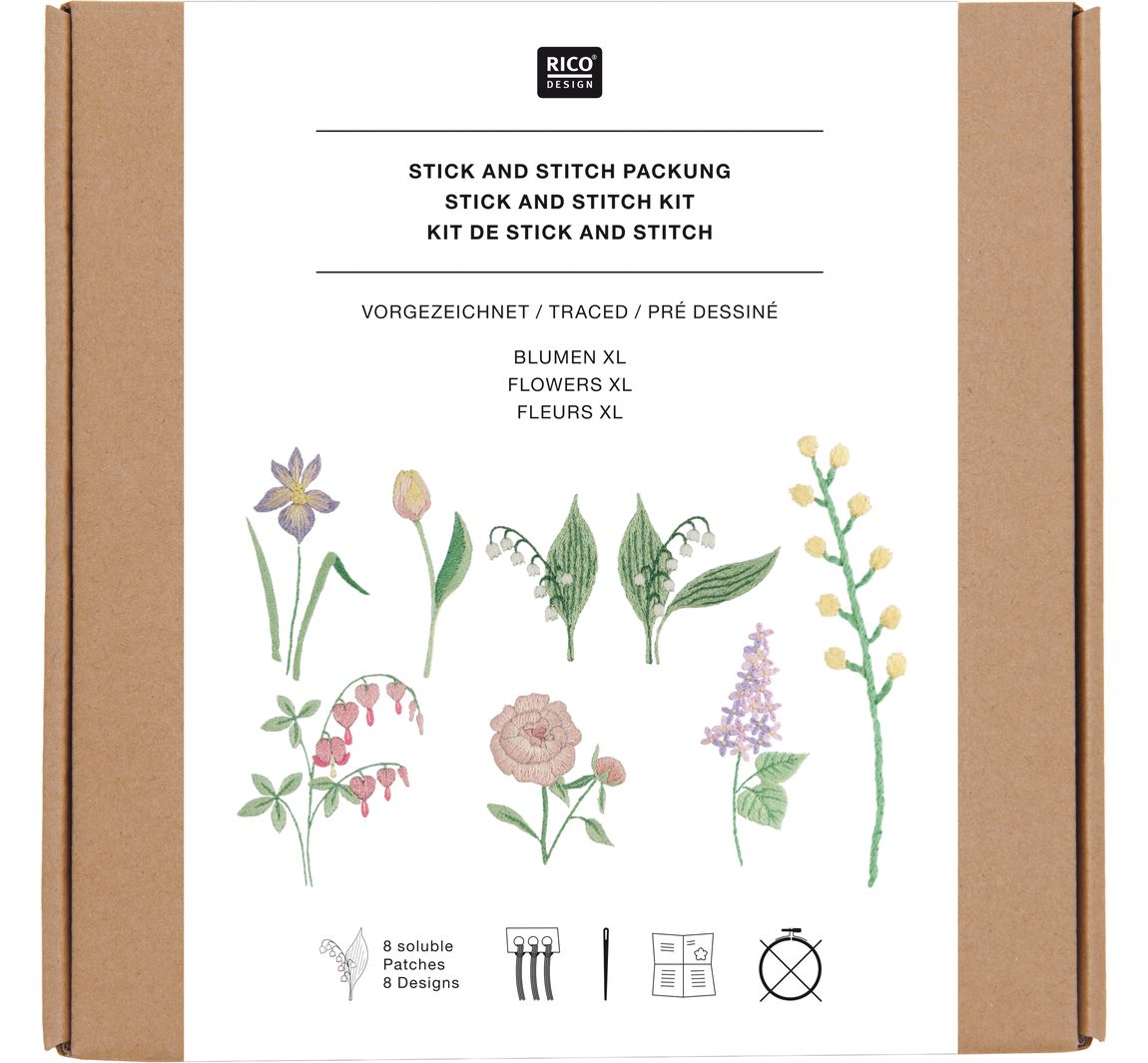 Rico Design Stick & Stitch Packung - Blumen XL