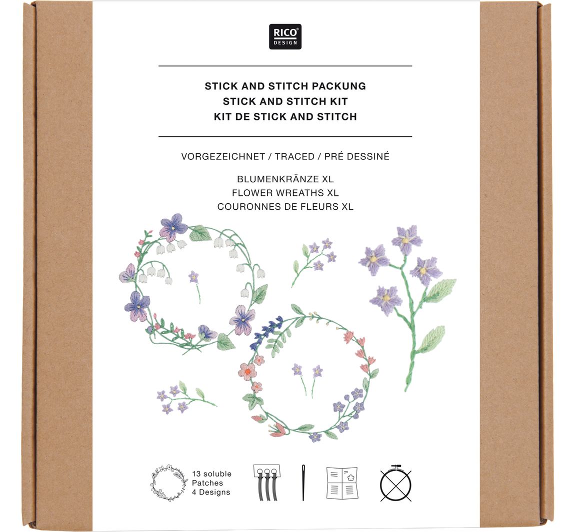 Rico Design Stick & Stitch Packung - Blumenkränze XL