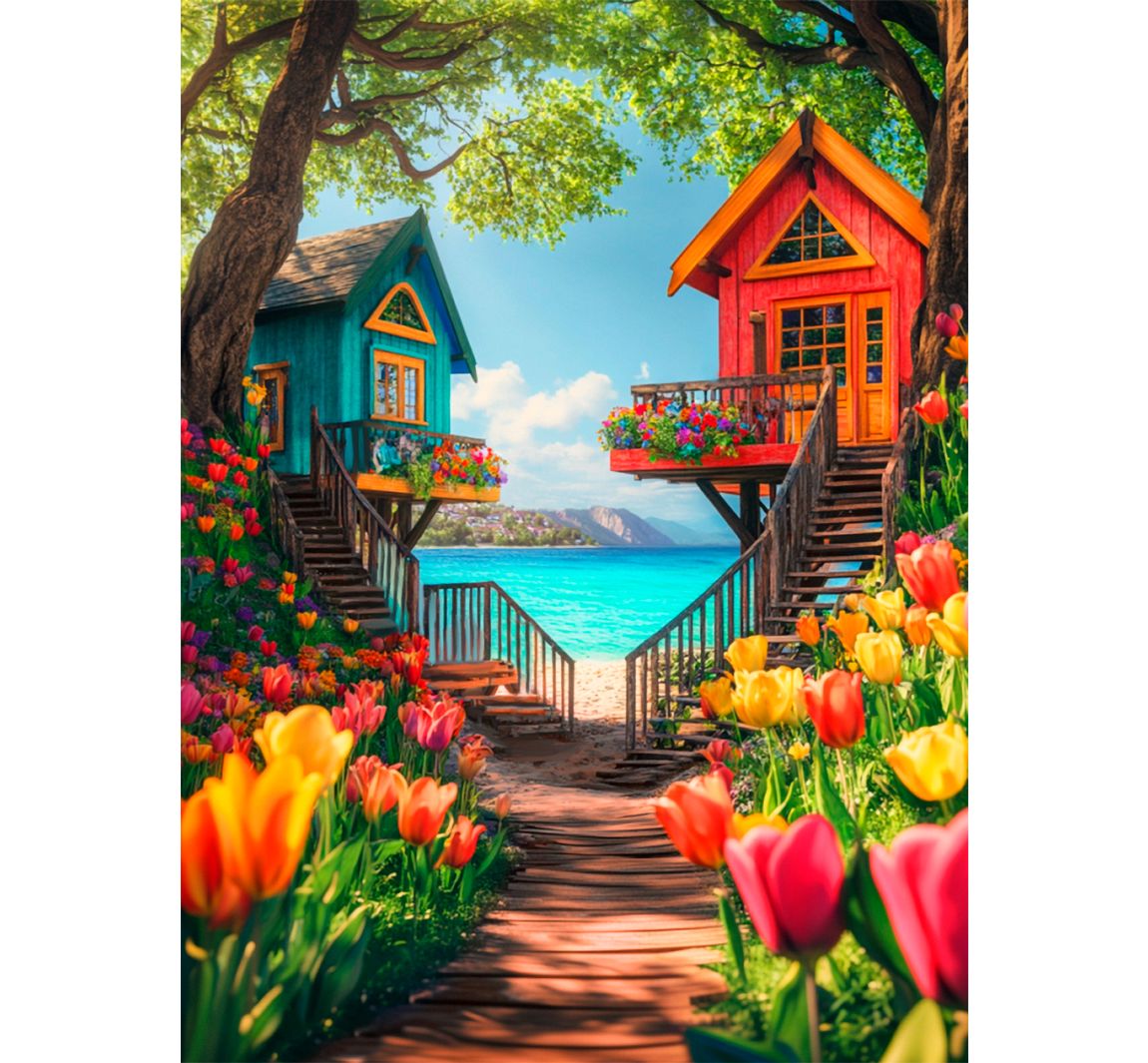 Diamond Painting Set, 30 x 40 cm - Nachbarschaft