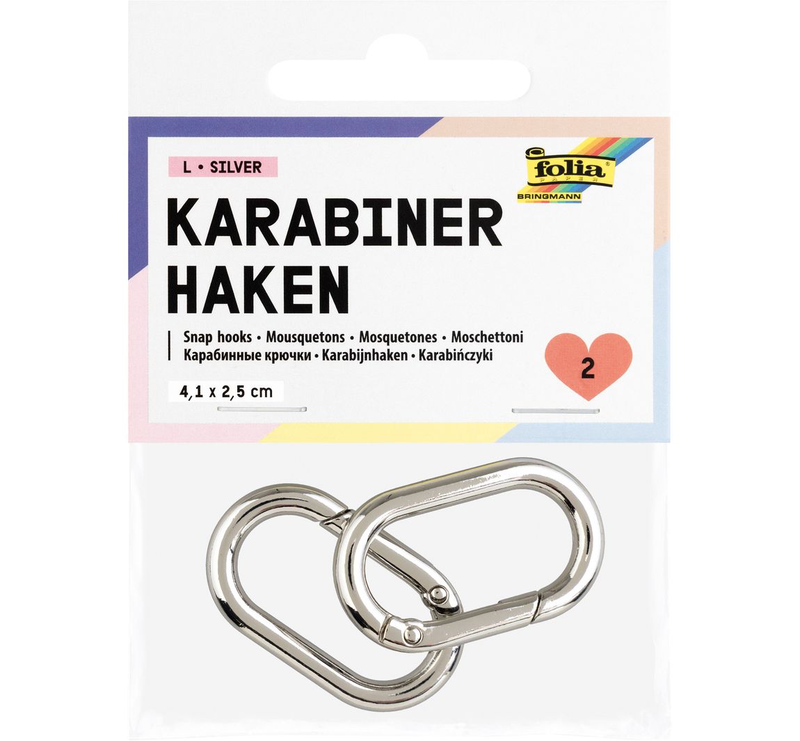Karabinerhaken, 2 Stück - Silber