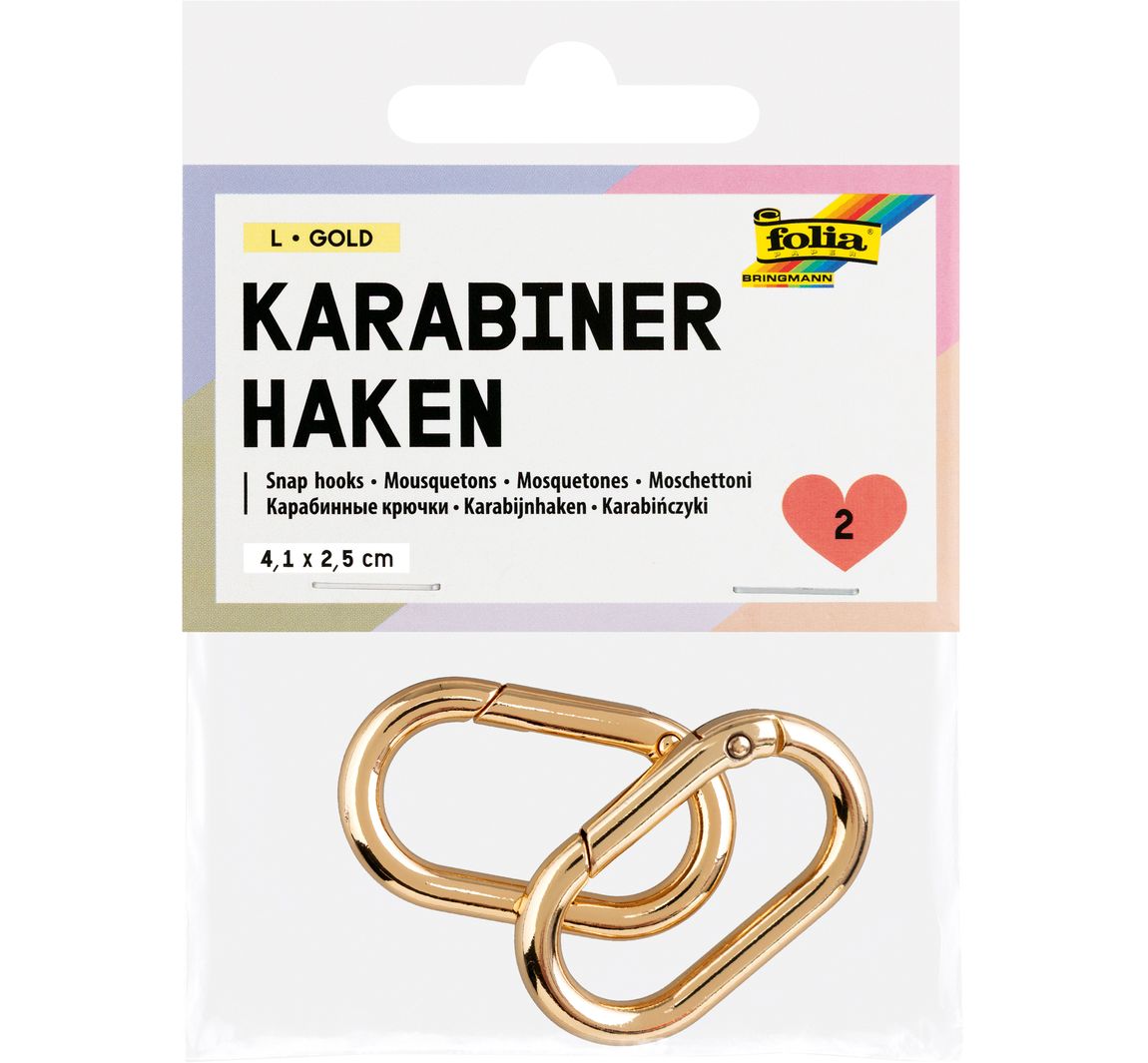 Karabinerhaken, 2 Stück - Gold