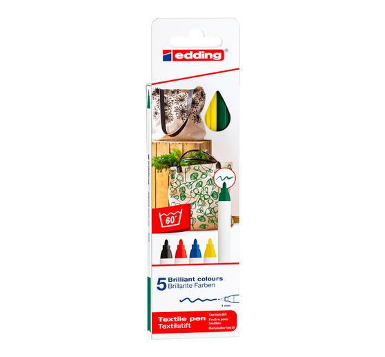 edding 4600 "Textil Pen", 5 Stück
