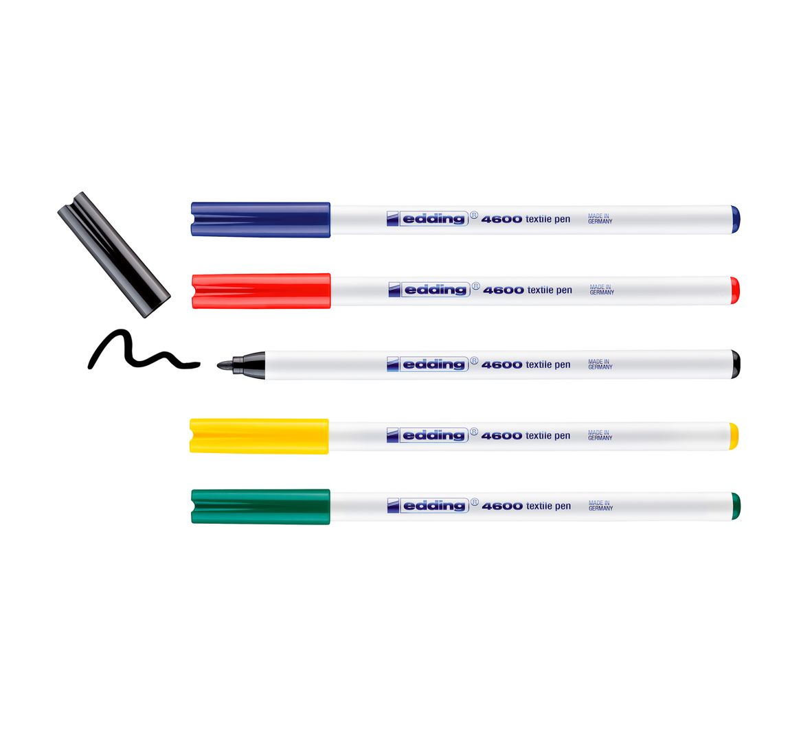 edding 4600 "Textil Pen", 5 Stück - Basic