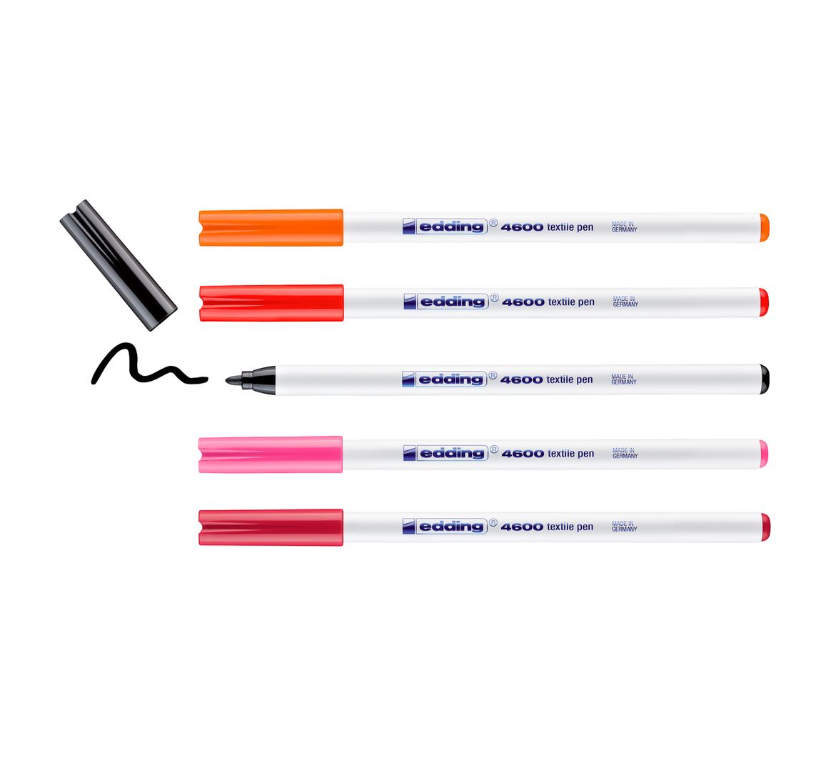 edding 4600 "Textil Pen", 5 Stück - Warm