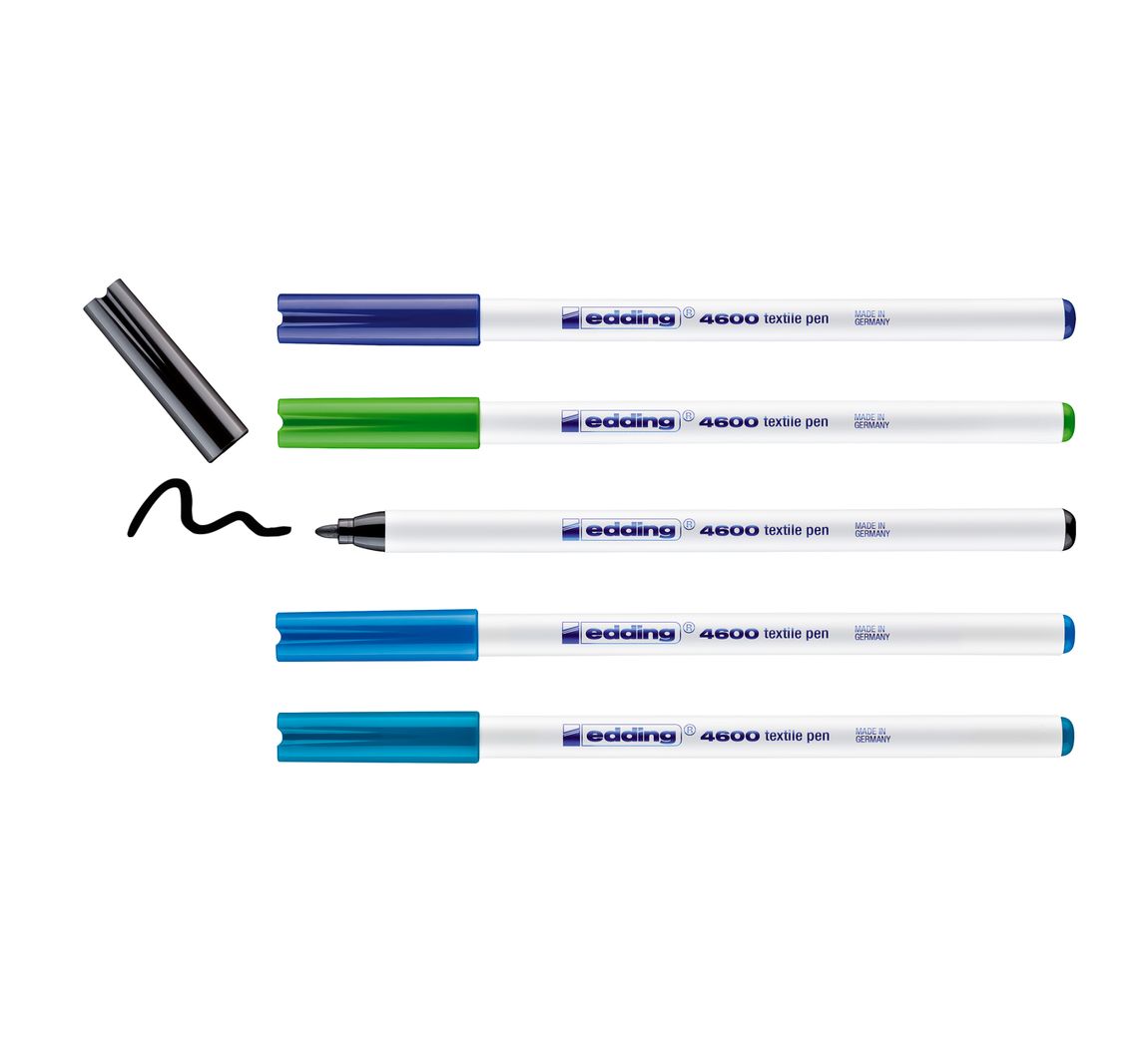 edding 4600 "Textil Pen", 5 Stück - Cool