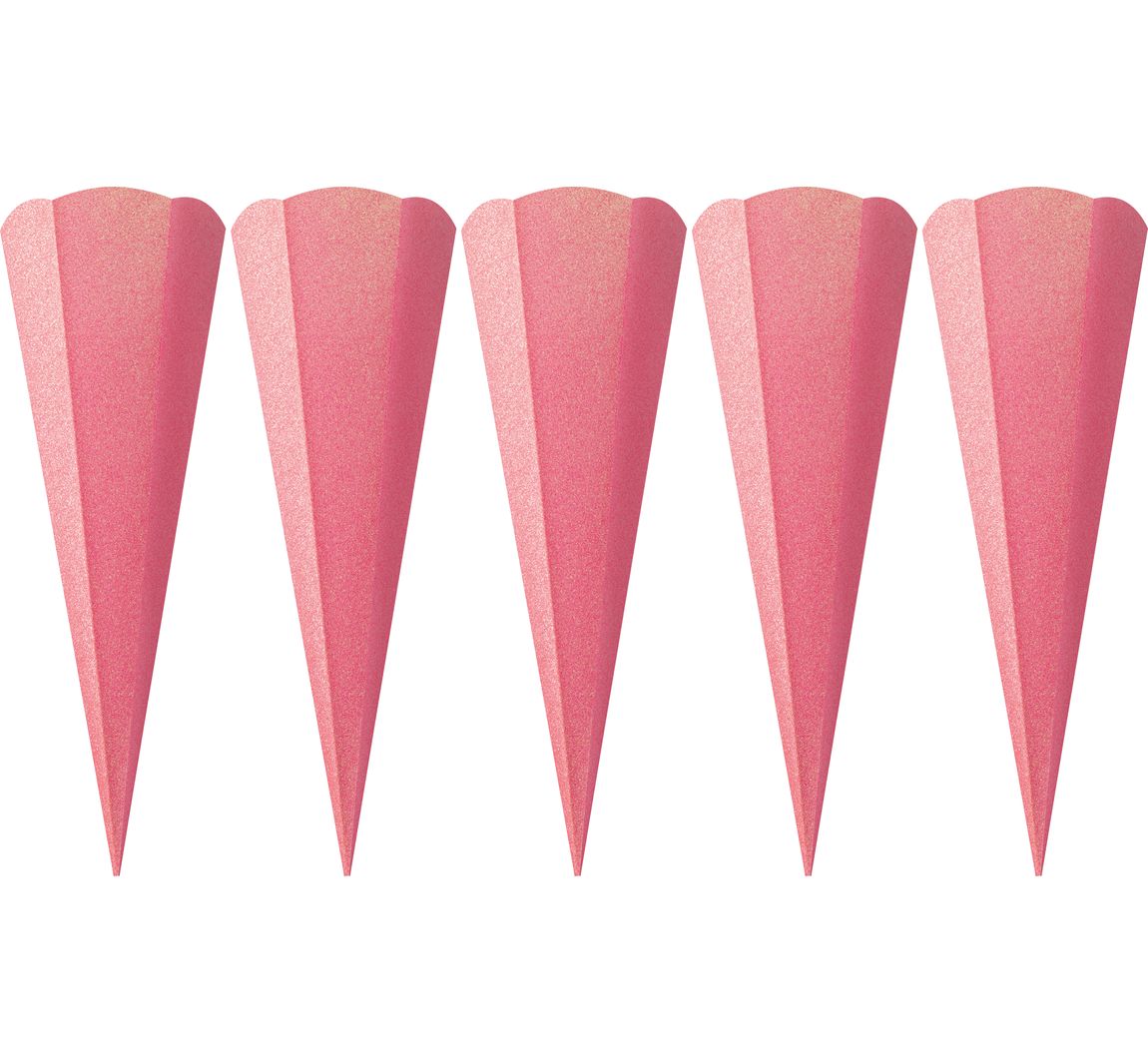 Schultüten-Rohling "Glitter", 5 Stück - Light Pink