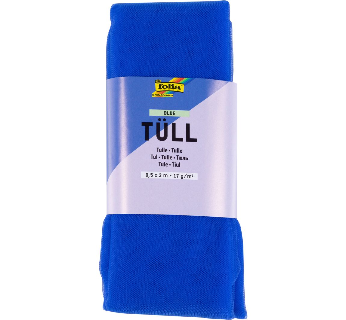 Tüll-Stoff, 3 m - Blau