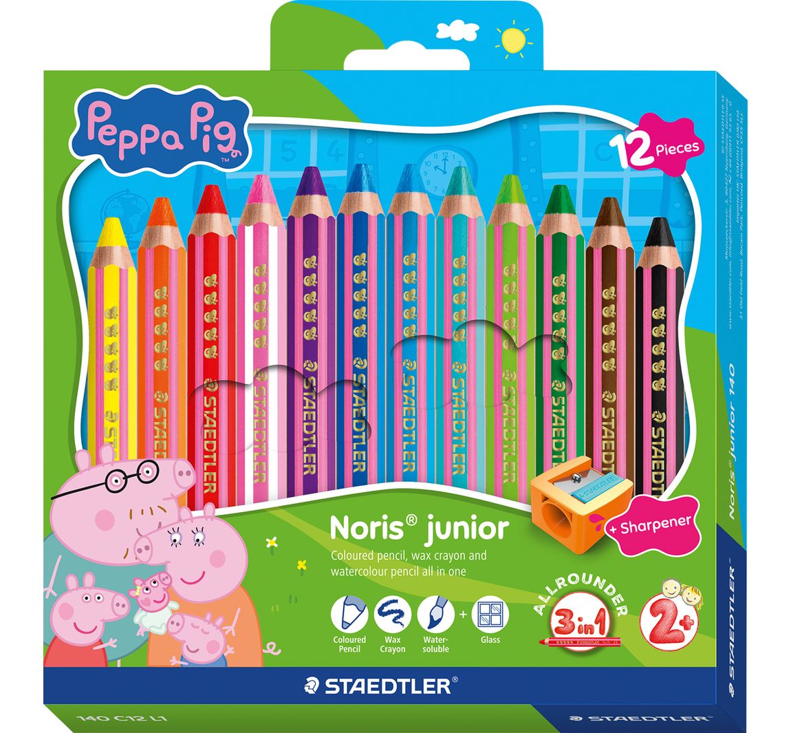 Noris junior Kinderbuntstifte "Peppa Pig", + 1 Anspitzer - 12 Farben