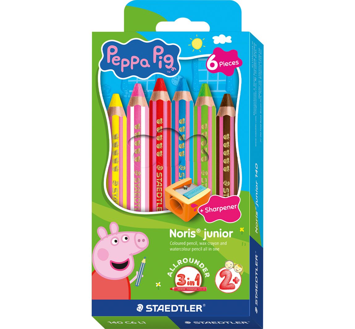 Noris junior Kinderbuntstifte "Peppa Pig", + 1 Anspitzer - 6 Farben