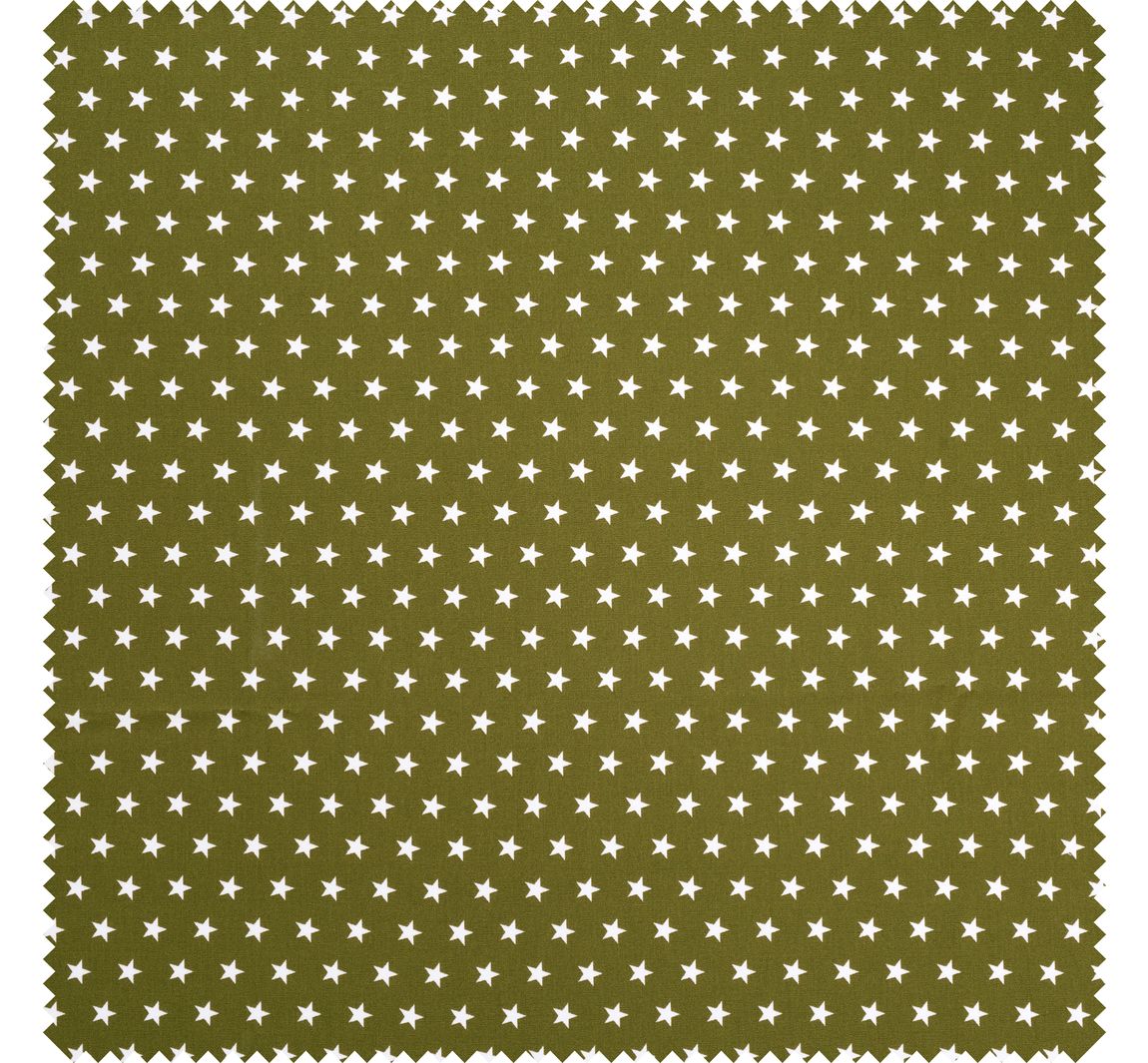 Baumwoll-Stoff Popeline "Sterne" - Khaki
