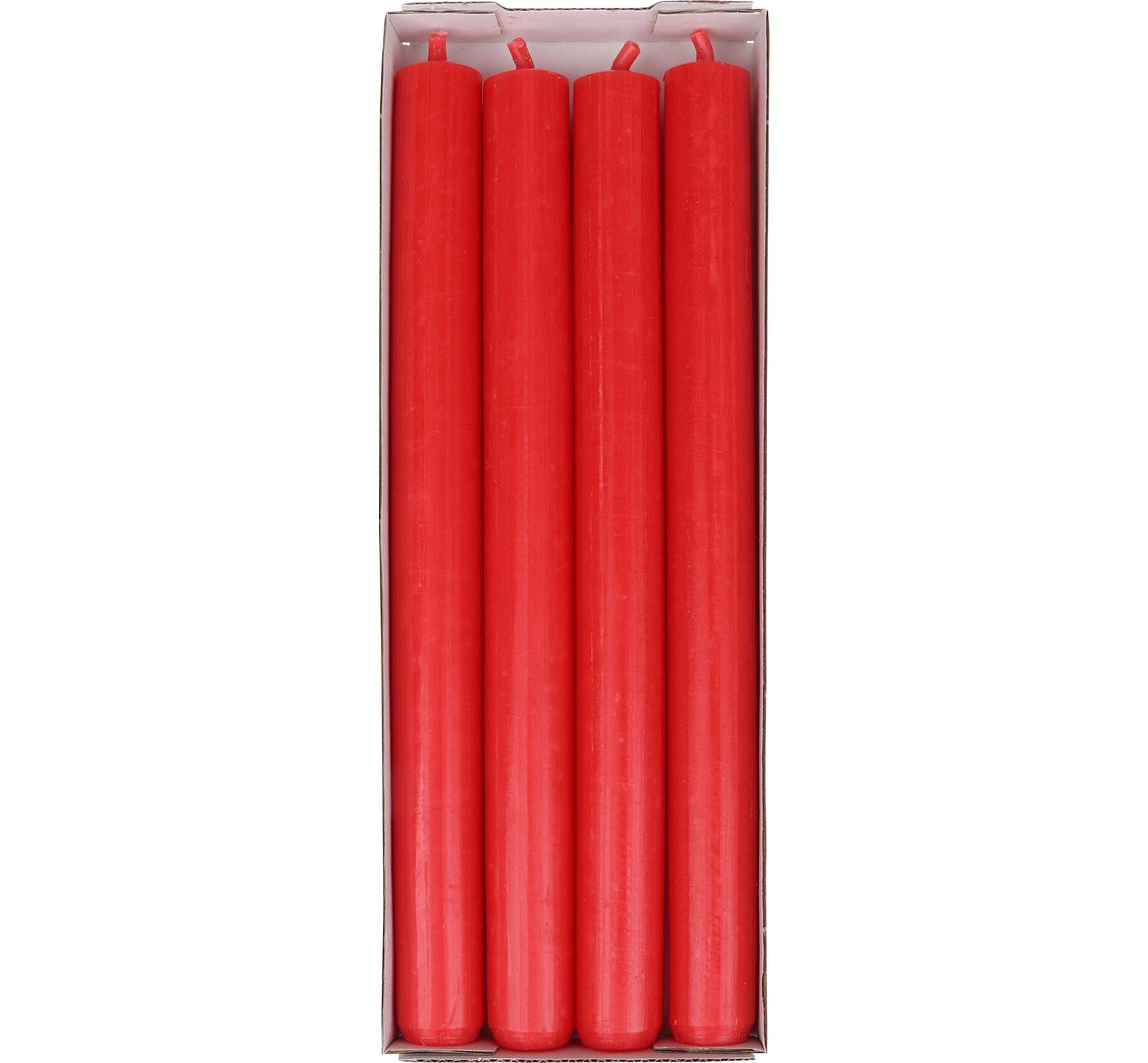 Stabkerzen, durchgefärbt, 4er-Pack - Rot