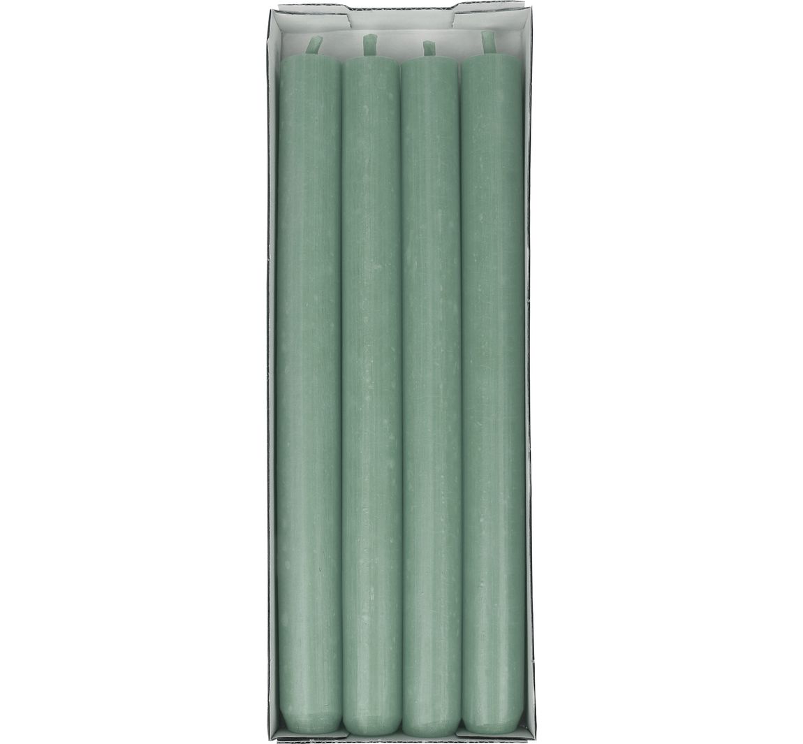Stabkerzen, durchgefärbt, 4er-Pack - Salbei